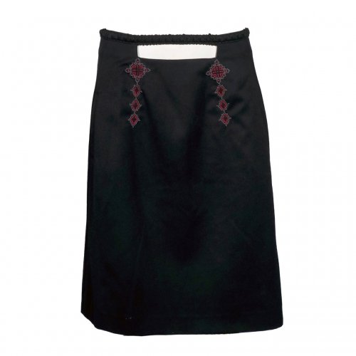ZEUS & DIONE BLACK EMBROIDERY  SKIRT WITH CUT-OUT SIZE:FR40