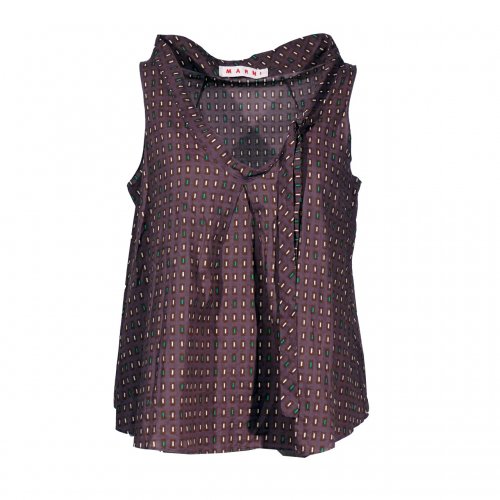 MARNI BROWN TOP WITH SMALL PRINTS SIZE:IT44