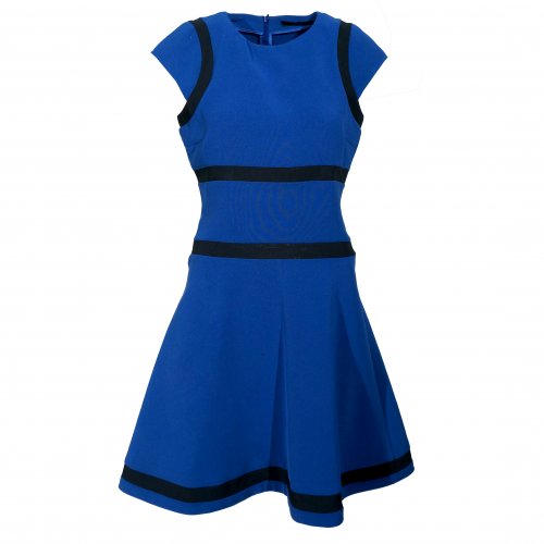 KARL LAGERFELD BLUE SHORT SLEEVES DRESS WITH BLACK STRIPES SIZE:IT42