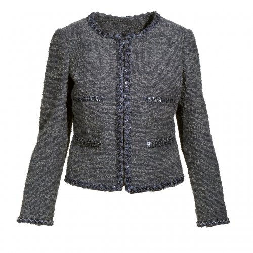 MOSCHINO GREY EMBROIDERED JACKET SIZE:IT44