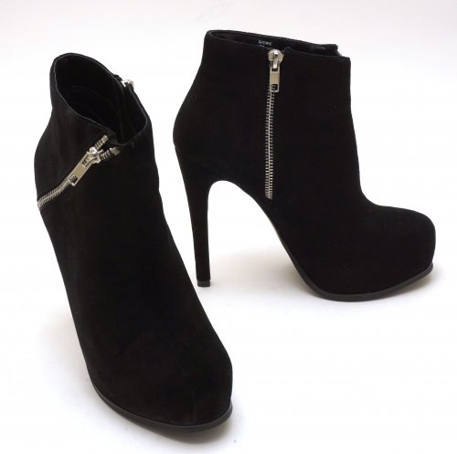 STEVE MADDEN SUEDE BLACK AKNLE BOOTS WITH ZIPPER SIZE:38