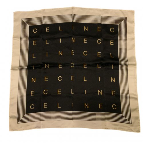 CELINE BLACK & WHITE SCARF WITH LETTERS 69x66